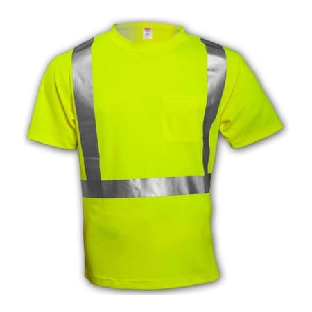 Tingley Short Sleeve Hi-Vis T-Shirt, Class 2, ANSI/ISEA 107 Type R Class 2, Birds Eye Polyester, 5X S75022.5X